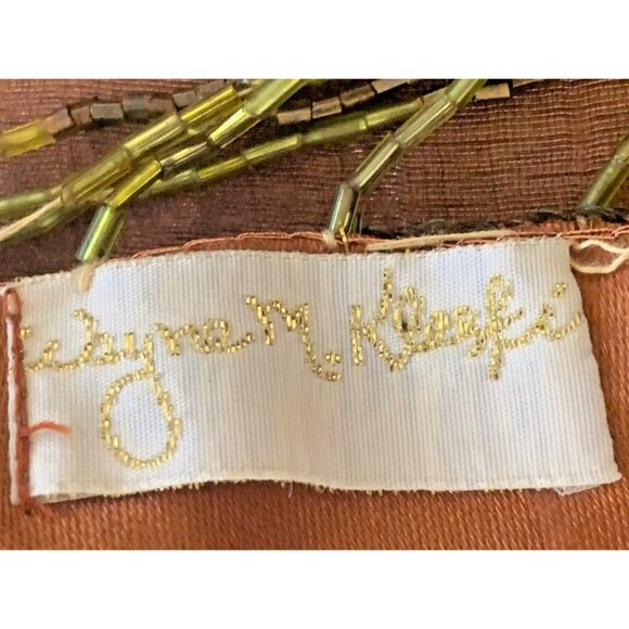 Wayne Kleski Organza Flapper Glass Bead Fringe Sequined Scarf Vintage Designer - Picture 8 of 9